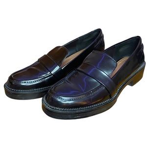 ZARA woman faux patent leather penny loafers 8.5
